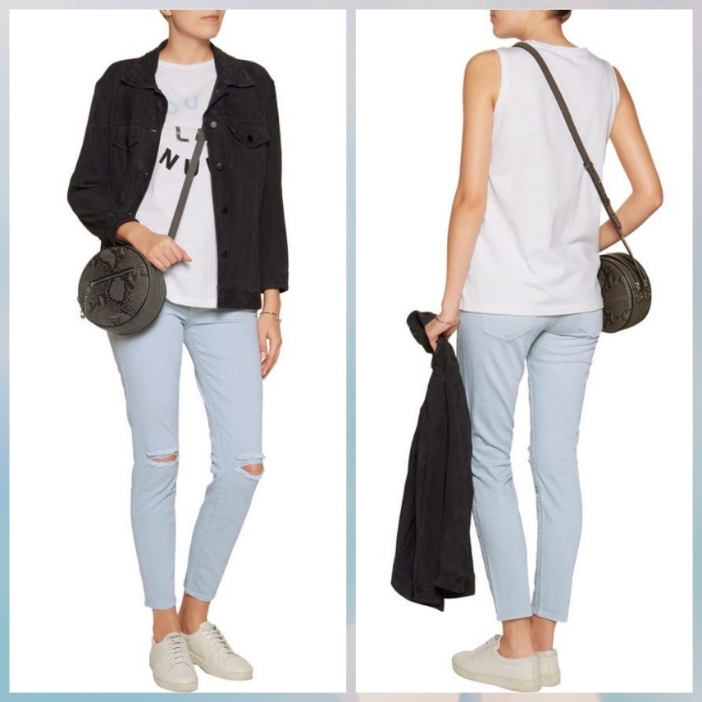 Current Elliott skinny light blue distressed knee